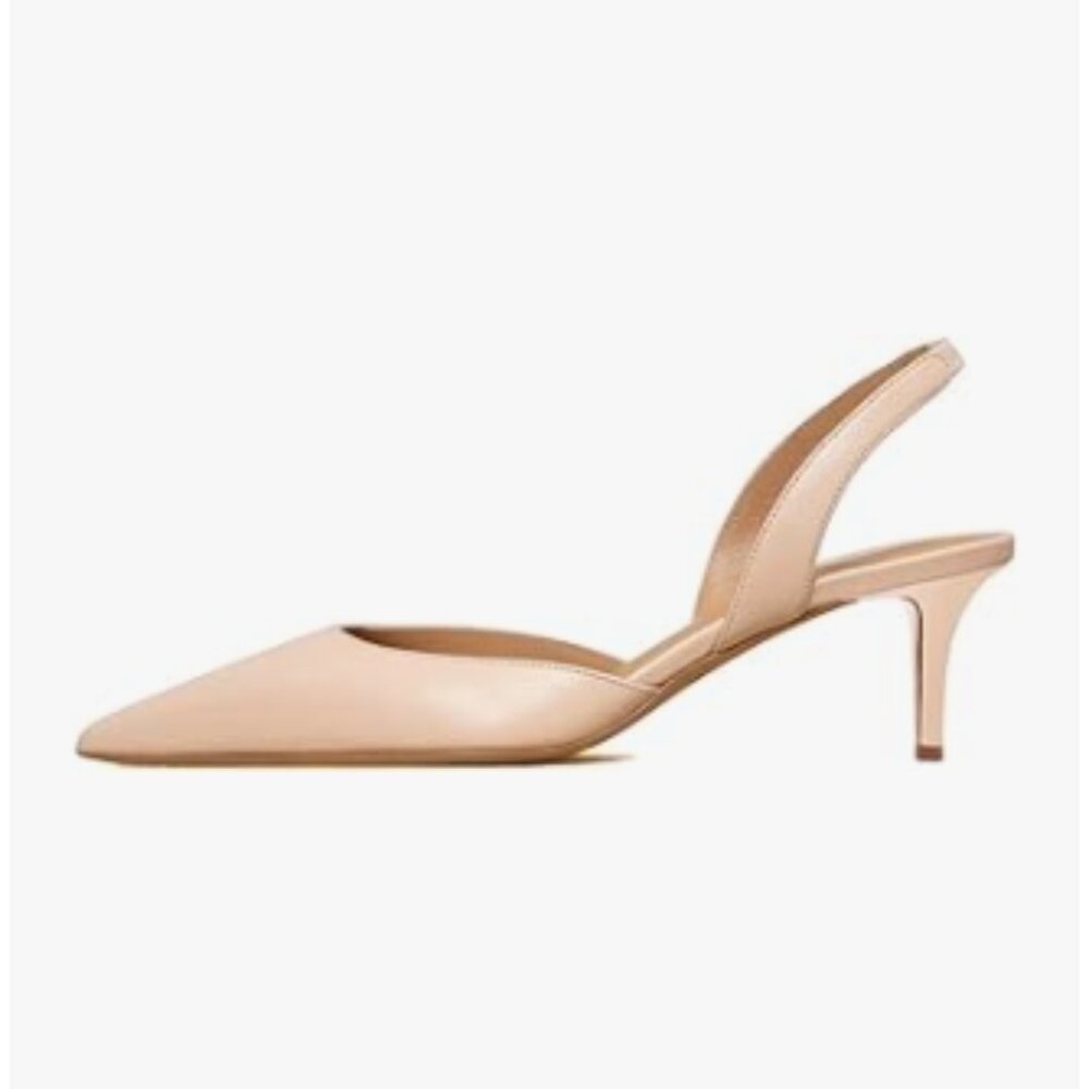 Classic Pointed Slingback Heels in Nude